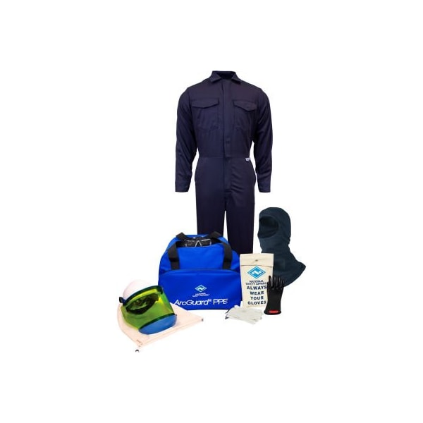 National Safety Apparel ArcGuard KIT2CV11BL12 12 cal UltraSoft Arc Flash Kit, FR Coverall & Balaclava, L, Glove Sz 12 KIT2CV11BLG12 - main